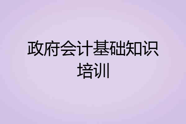 政府会计基础知识培训