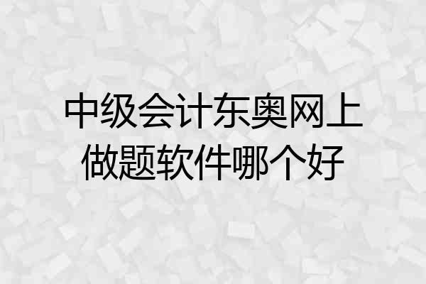 中级会计东奥网上做题软件哪个好