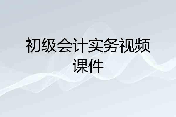 初级会计实务视频课件