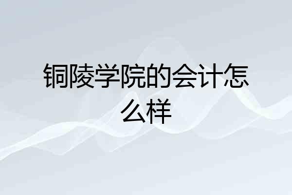 铜陵学院的会计怎么样