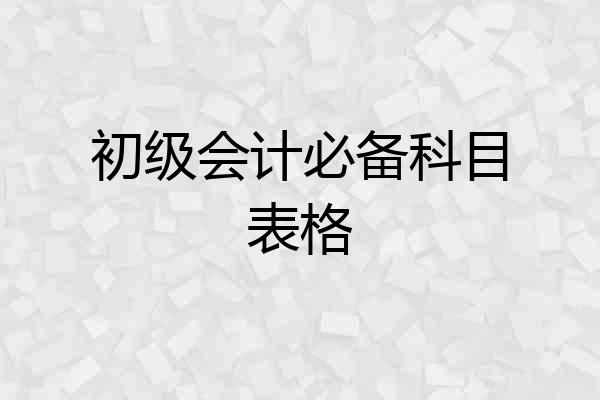初级会计必备科目表格