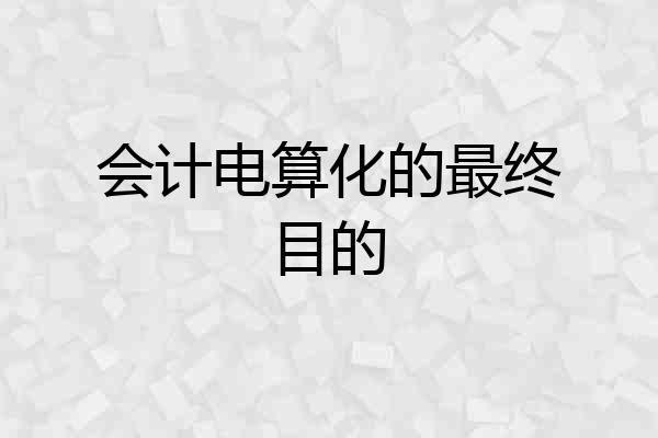 会计电算化的最终目的