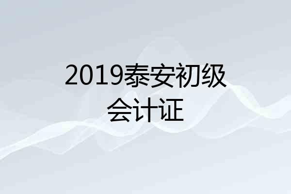 2019泰安初级会计证