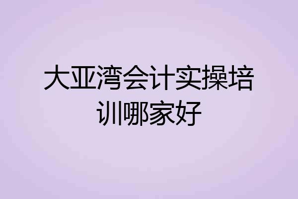 大亚湾会计实操培训哪家好