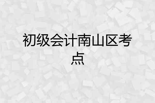初级会计南山区考点