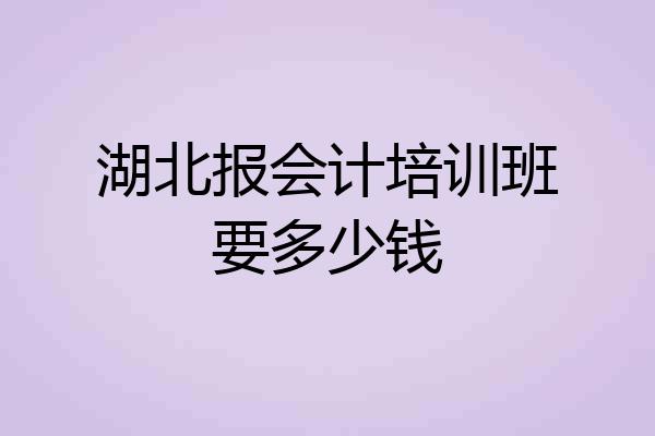 湖北报会计培训班要多少钱