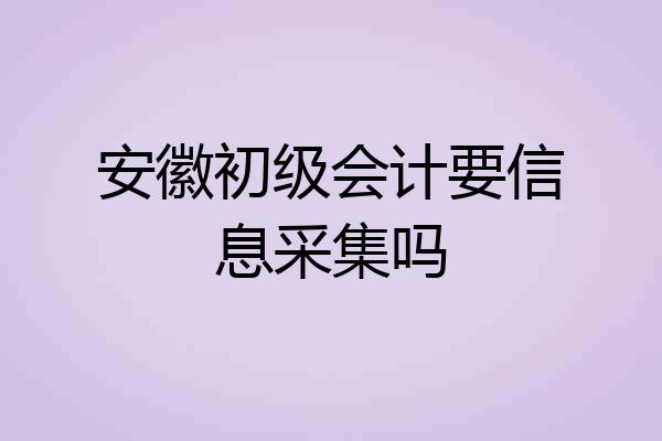安徽初级会计要信息采集吗