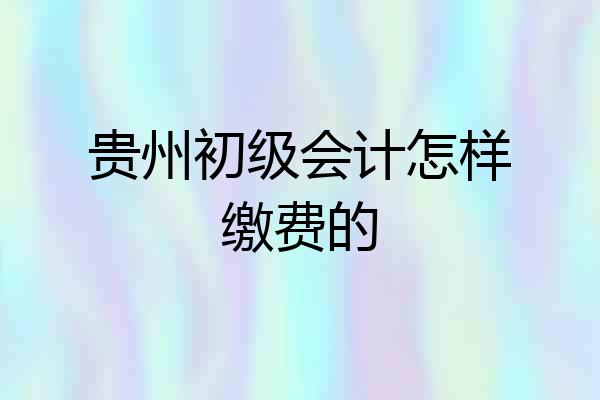 贵州初级会计怎样缴费的