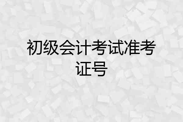 初级会计考试准考证号