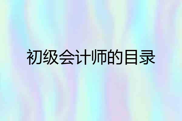 初级会计师的目录