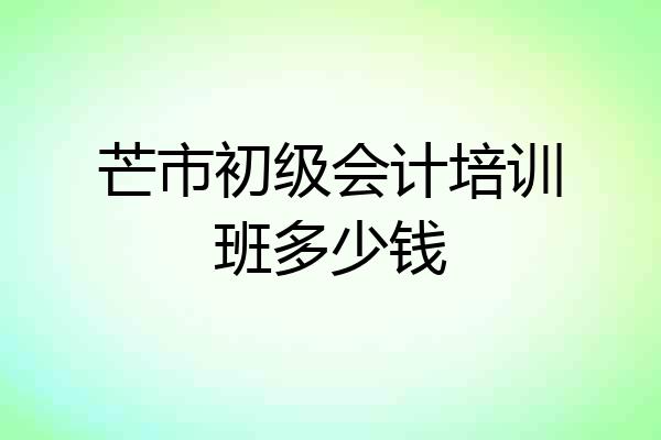 芒市初级会计培训班多少钱