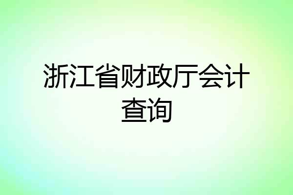 浙江省财政厅会计查询