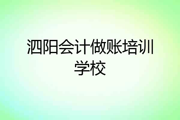 泗阳会计做账培训学校