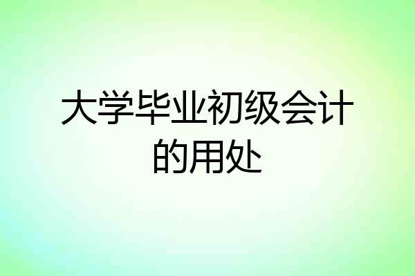 大学毕业初级会计的用处