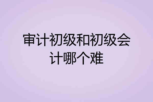 审计初级和初级会计哪个难