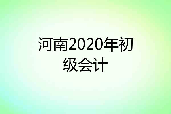 河南2020年初级会计
