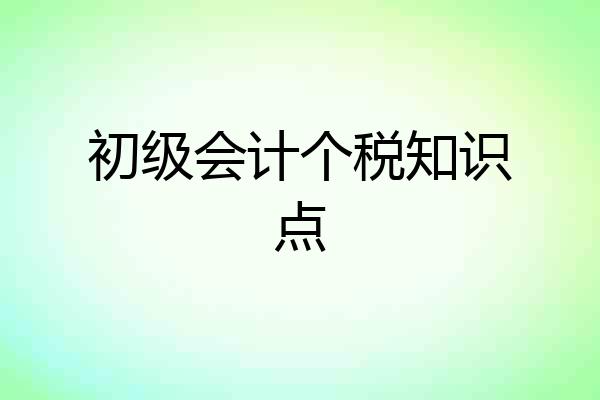 初级会计个税知识点