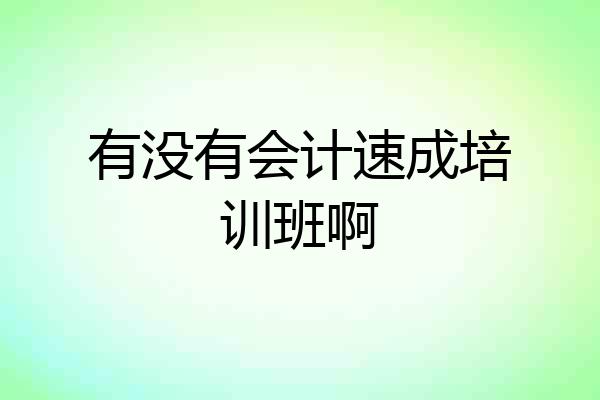 有没有会计速成培训班啊