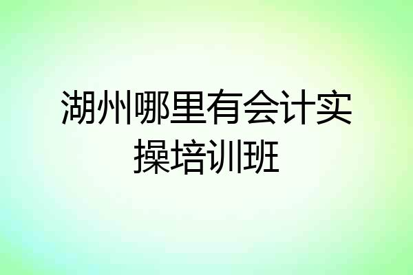 湖州哪里有会计实操培训班