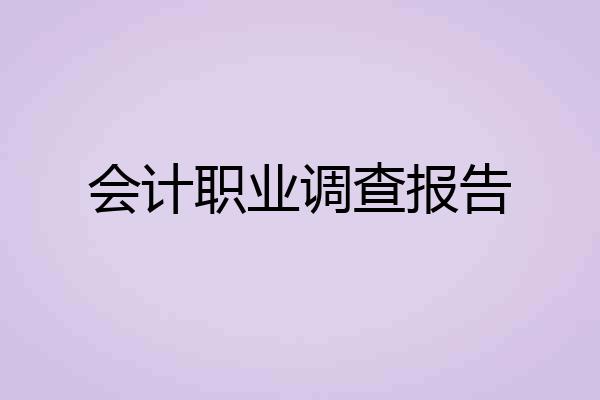 会计职业调查报告