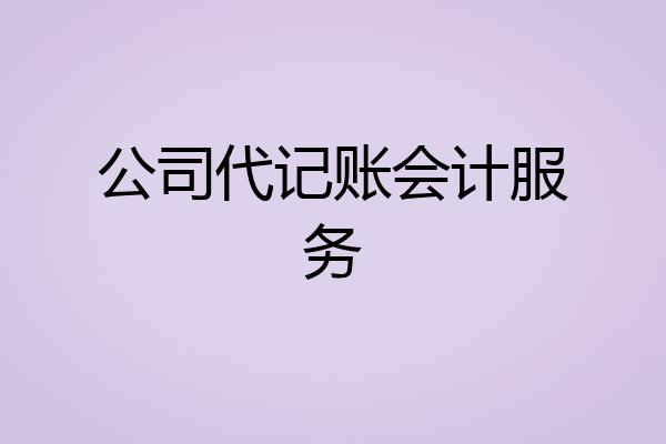公司代记账会计服务