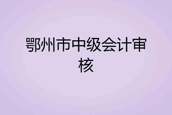 鄂州市中级会计审核