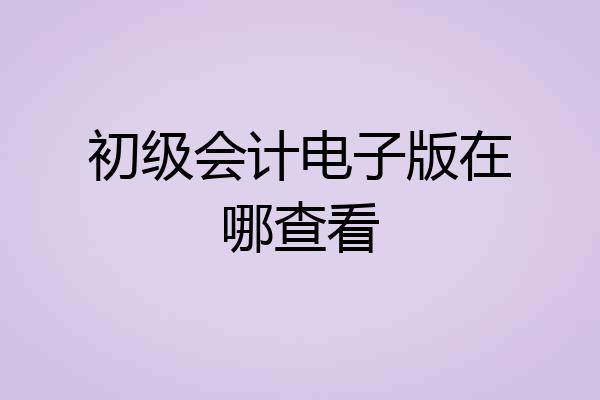 初级会计电子版在哪查看