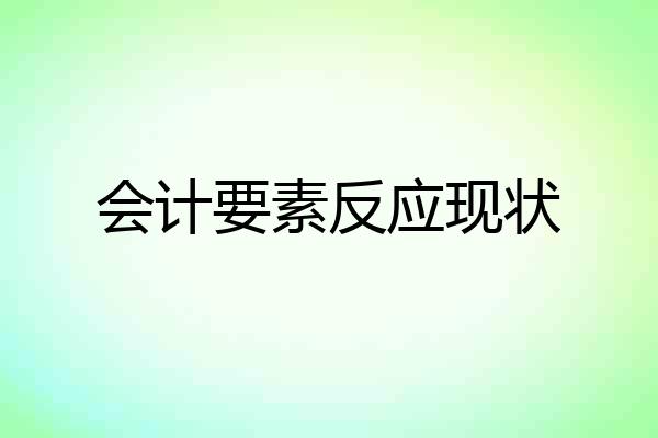 会计要素反应现状