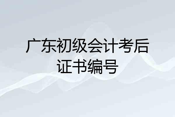 广东初级会计考后证书编号