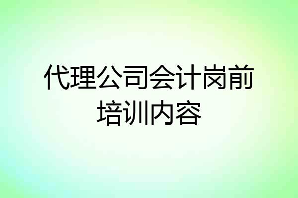 代理公司会计岗前培训内容