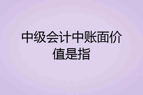 中级会计中账面价值是指
