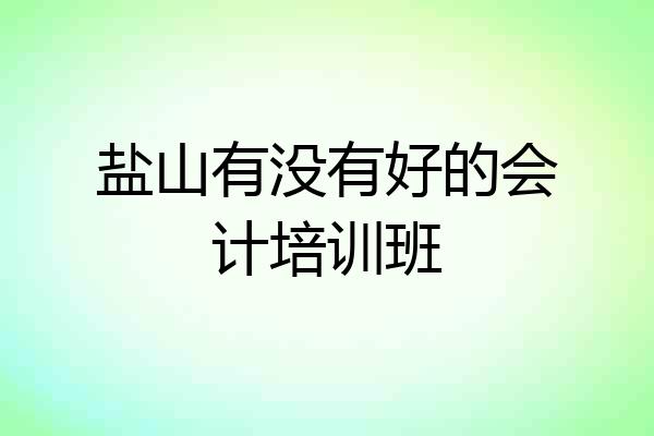 盐山有没有好的会计培训班