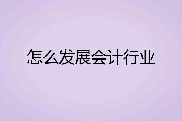 怎么发展会计行业