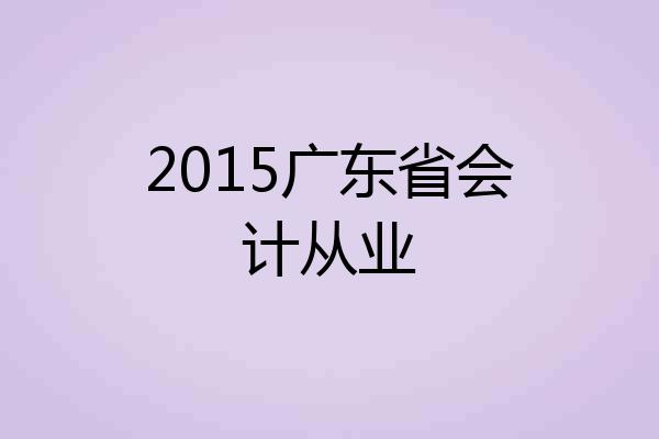 2015广东省会计从业