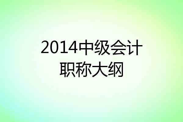 2014中级会计职称大纲