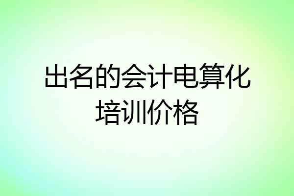 出名的会计电算化培训价格