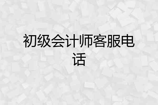初级会计师客服电话