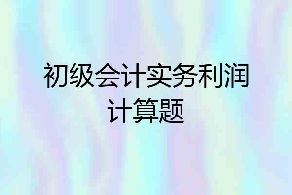 初级会计实务利润计算题