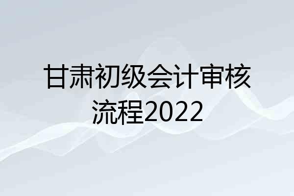 甘肃初级会计审核流程2022