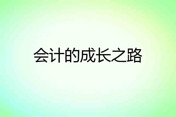 会计的成长之路