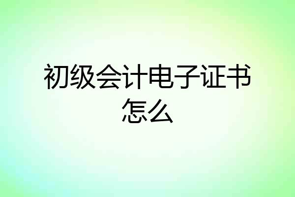 初级会计电子证书怎么