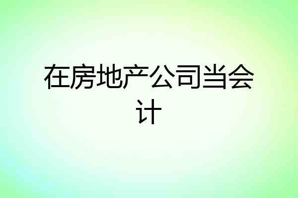 在房地产公司当会计