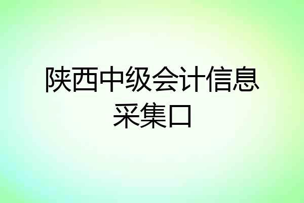 陕西中级会计信息采集口
