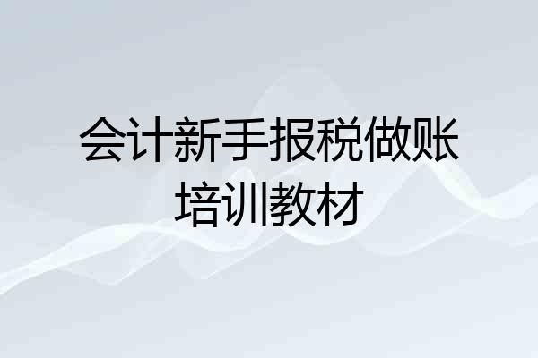 会计新手报税做账培训教材