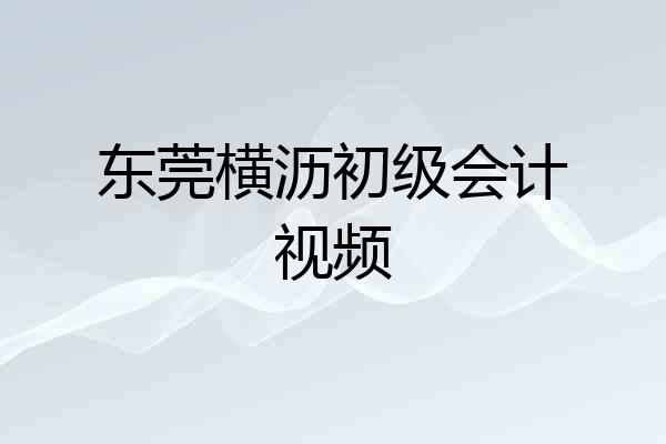 东莞横沥初级会计视频