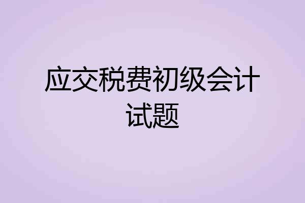 应交税费初级会计试题