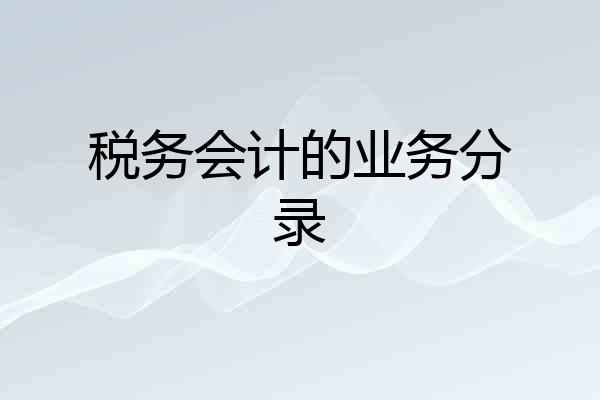 税务会计的业务分录