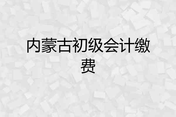 内蒙古初级会计缴费