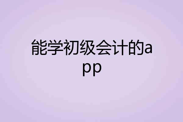 能学初级会计的app