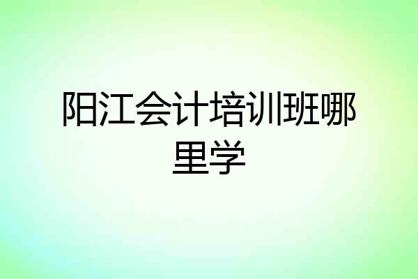 阳江会计培训班哪里学